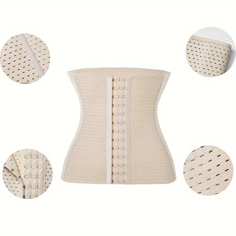 Breathable Mesh Waist Traine Slimming Body Shaper Belt with Triple-Row Hooks, Elastic Fitness & Postpartum Support, Seamless Design