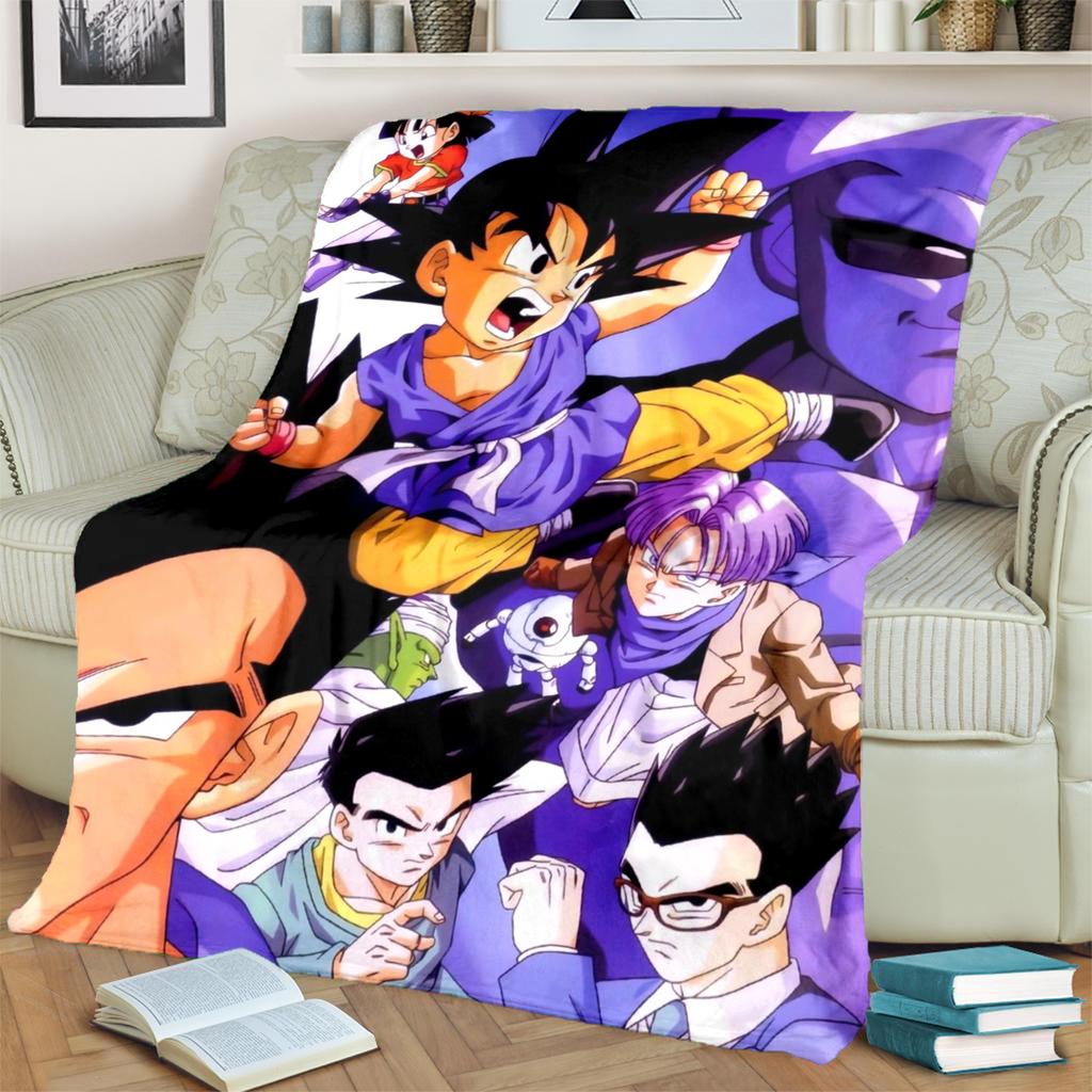 Soft Flannel Print Blanket Dragon Ball! Warm for Bedrooms, Sofas, Beds, Chairs, Picnics, Travel