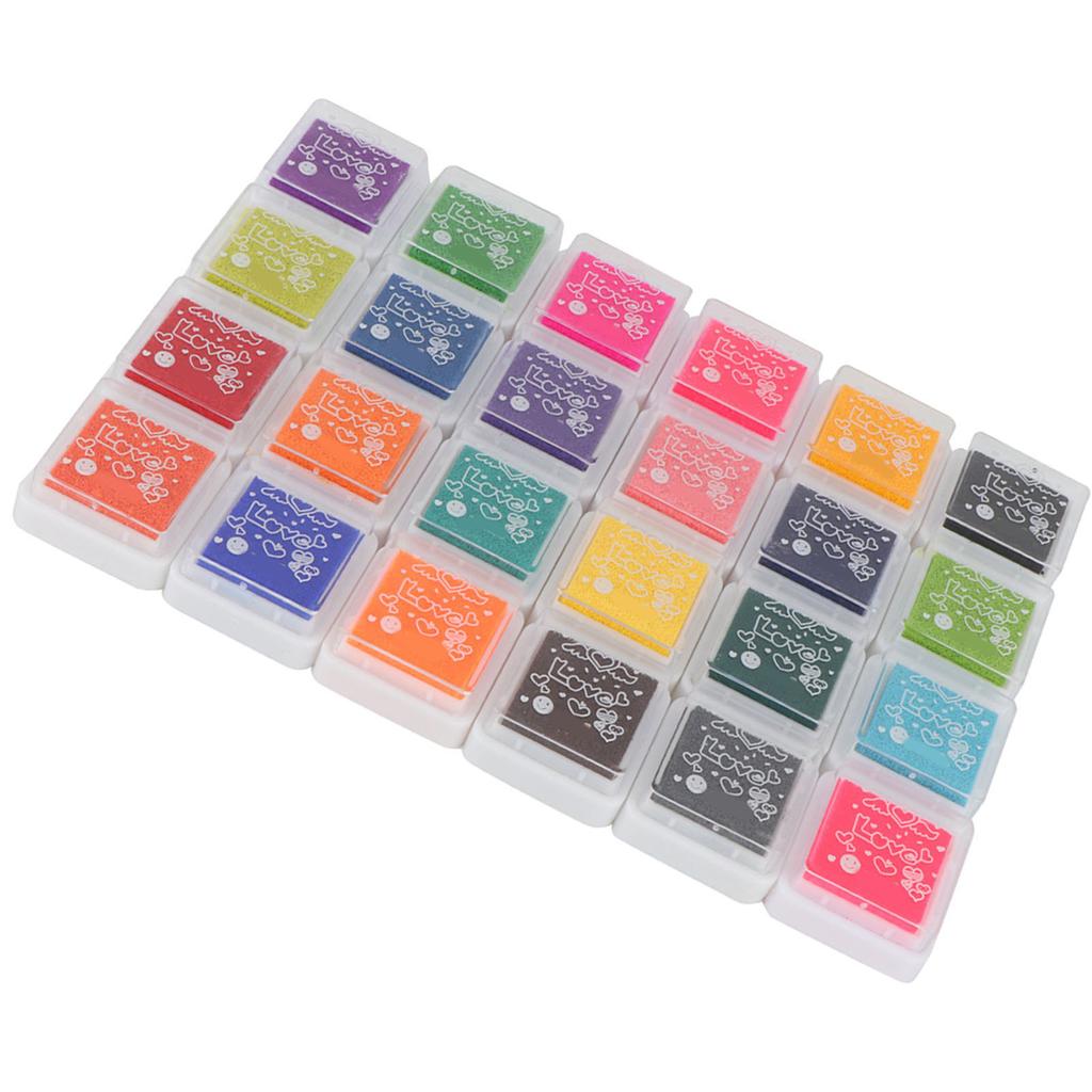24 Colors DIY Cute Colorful Ink Pad Stamp Inkpad for Rubber Stamp Scrapbook Decoration