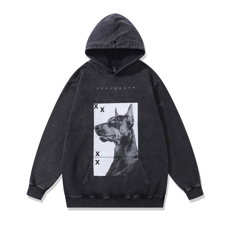 European And American High Street Digital Direct Print Hooded Sweatshirt Washed Vintage Heavy Loose Hoodie Men