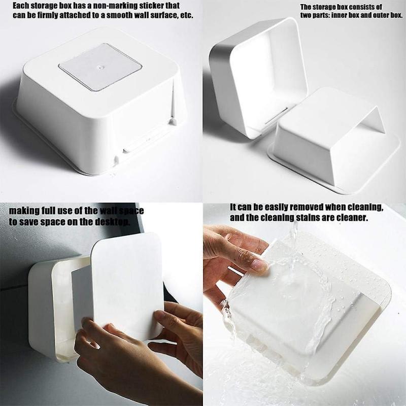 Uchwyt na waciki montowany na ścianie, Pudełko do przechowywania wacików kosmetycznych, na waciki bawełniane, patyczki kosmetyczne, Q-Tips, płatki kosmetyczne, pojemnik do przechowywania płatków do demakijażu