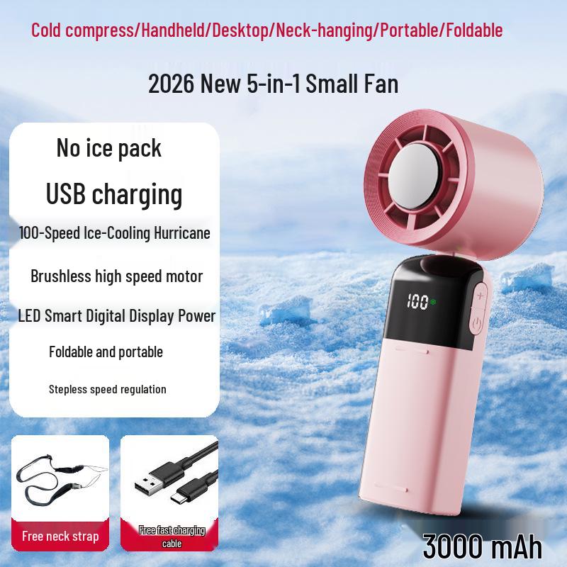 

Turbo High-Speed Portable Rechargeable Cooling Fan with Digital Display Handheld Fan + USB Charging