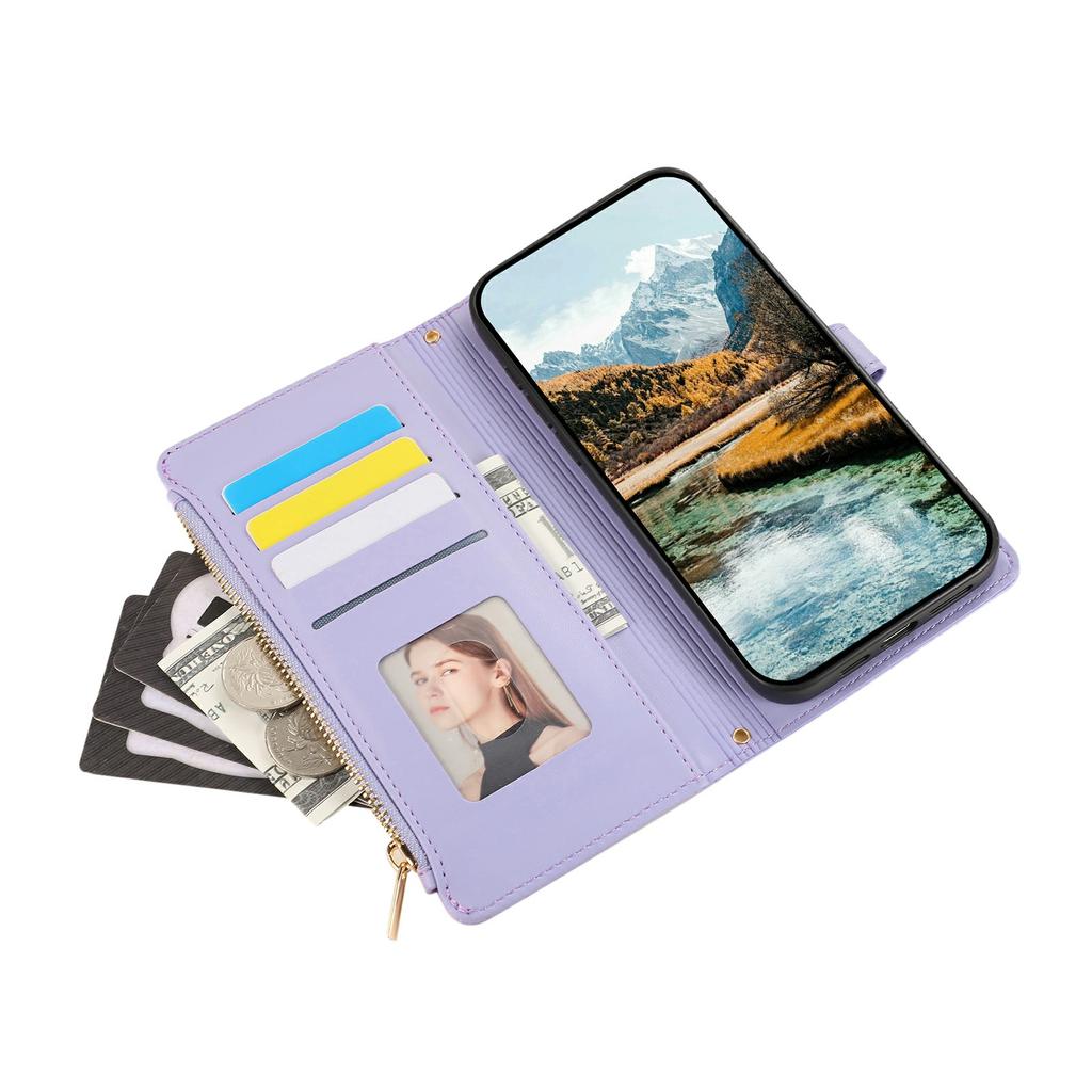 For Honor 400 Pro 5G (Global) Case Multi Card Slots Zipper Rhombus Leather Phone Cover with Wrist Strap