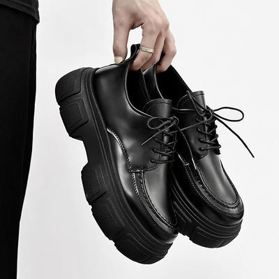 Derby Shoes Thick Soled Men's Shoes  Autumn New Shoes Low Top Big Toe Leather Shoes Youth Casual Shoes