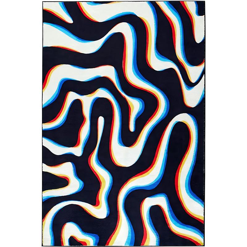 

Ковер с абстрактным рисунком, эстетический психоделический волнистый ковер для гостиной, ретро-ковер, который можно стирать для кухни, прихожей, спальни, общежития 40X60cm-16x24in