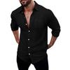 Chemise en Lin pour Homme Manches Longues Revers Respirant Haut Décontracté Nouvelle Chinoise Chemise à Poche