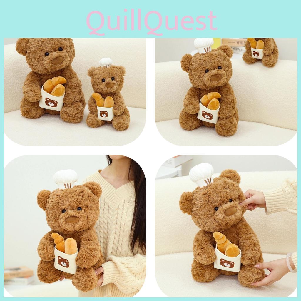 Teddy Bear Pastry Chef Bread Plush Toy Ornaments Children Christmas Gift Holiday