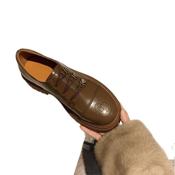 Grape mother studiolee Hepburn style retro platform sole single shoes thick heel embroidered loafer small leather shoes women spring and autumn