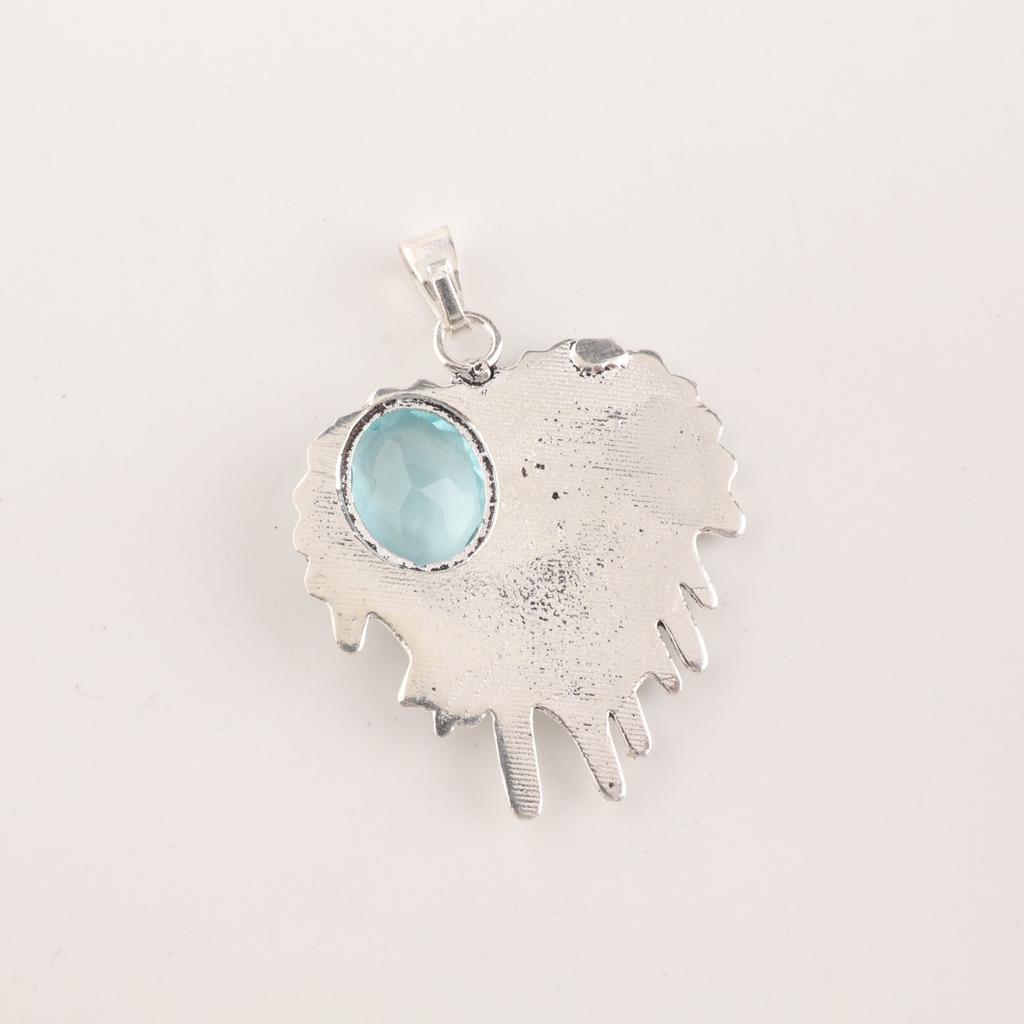 Sky Blue Topaz Gemstone 925 Sterling Silver Jewelry Handmade Boho Pendant 1.49" CP-28-7