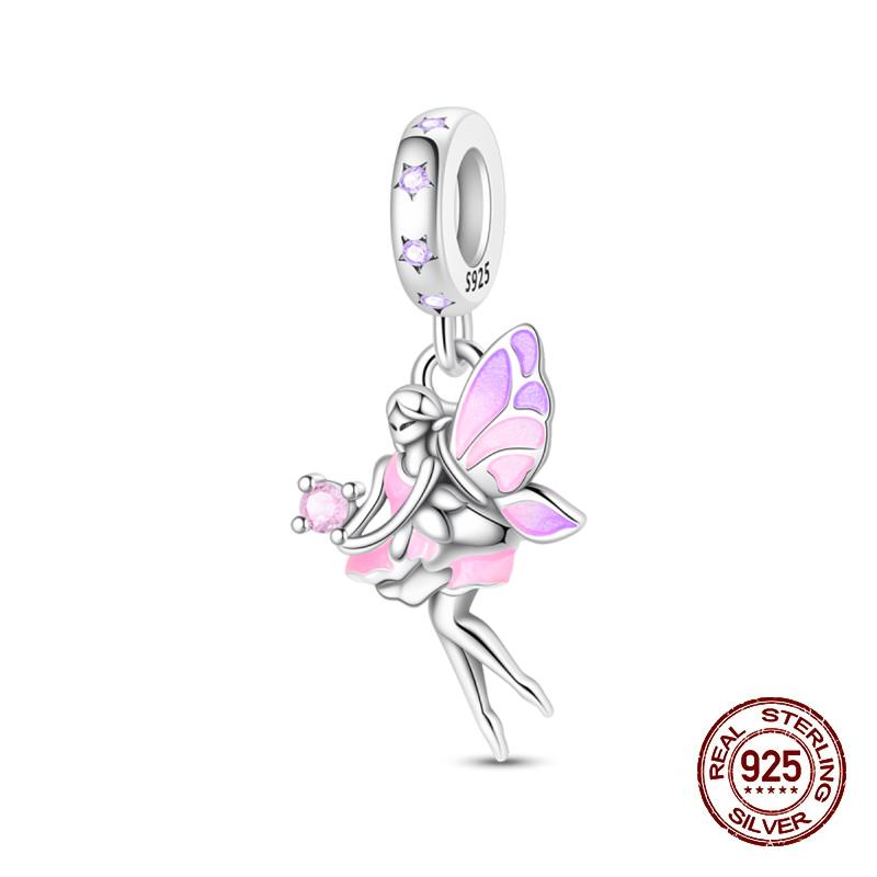 Original Charms Fixed Clamp Beads Copper Flower Fairy Beads Elf Pendant Fit Necklace Bracelet Women Jewelry Gifts