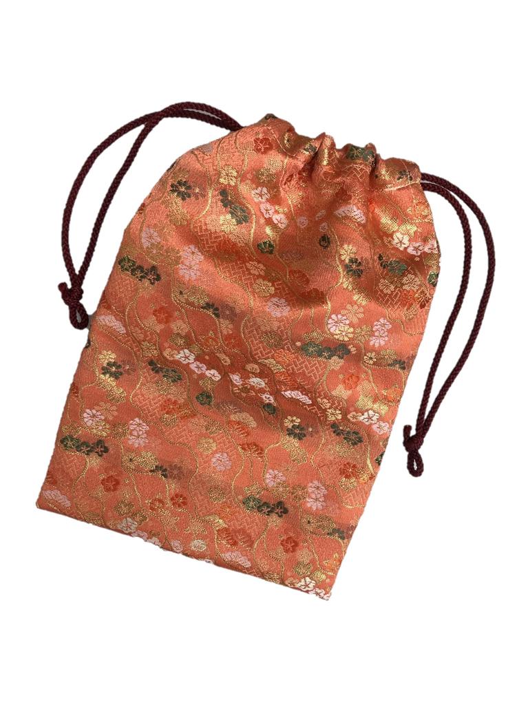 Kyoto Buddhist Altar Supplies Shuren Nishijin-ori Premium Gold Brocade Drawstring Pouch for Goshuin (Temple Stamp) Book, Sutra Book, and Stamp