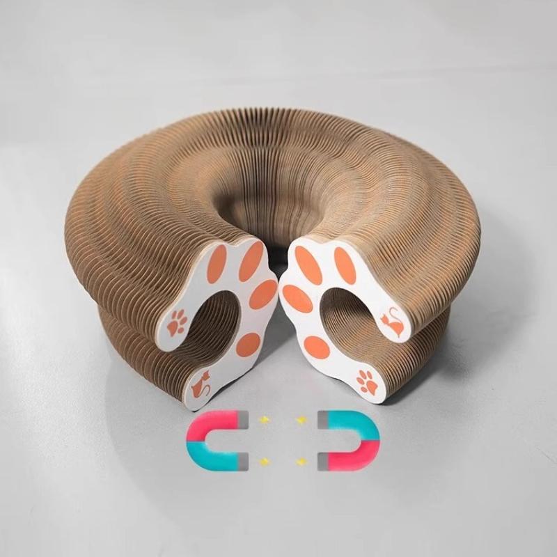 

Игрушка-аккордеон для кошек Волшебный кот, когтеточка из картона, интерактивная царапина, игрушка для кошек с мячом, складная игрушка-аккордеон для кошек, когтеточка в виде лапы 1pc