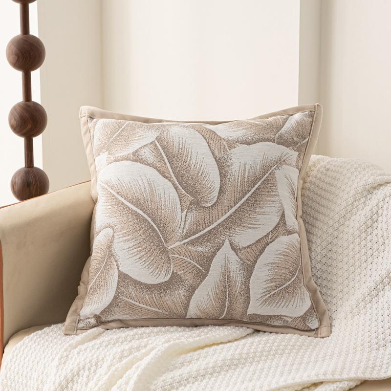 

Chenille Square Throw Pillowcase Cojines Polyester Yarn-Dyed Leaf Pattern Sofa Decoration Cushion Cover Headboard Pillowcases 45x45cm