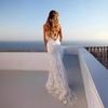 2025 European & American V-Neck White Spaghetti Strap Evening Dress