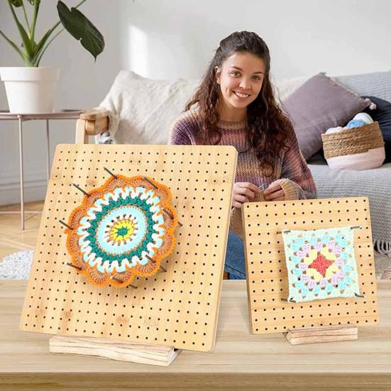 1 Set Häkel-Blockierbrett, glatte Kante, hohe Haltbarkeit, nicht leicht verformbar, wiederverwendbar, mit dichten Löchern, quadratisches Häkel-Blockierbrett mit Nadel-Set
