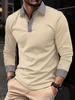 2023 Men's Contrast Color Long-Sleeved Polo Shirts for Spring and Autumn