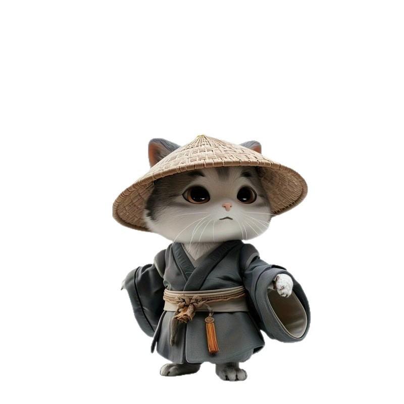 Cat Straw With Hat Acrylic Car Pendant For Christmas Party Decor Interior And