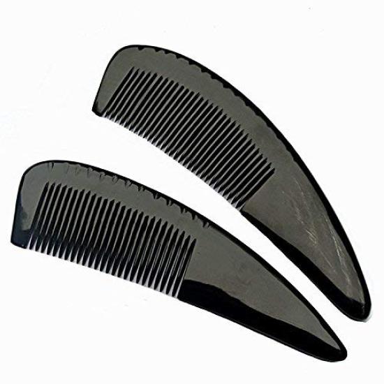 Ivymaker Hair Natural Buffalo Comb, Horn, Anti-Static, Unisex, Fine-Tooth, Black, 16-18cm