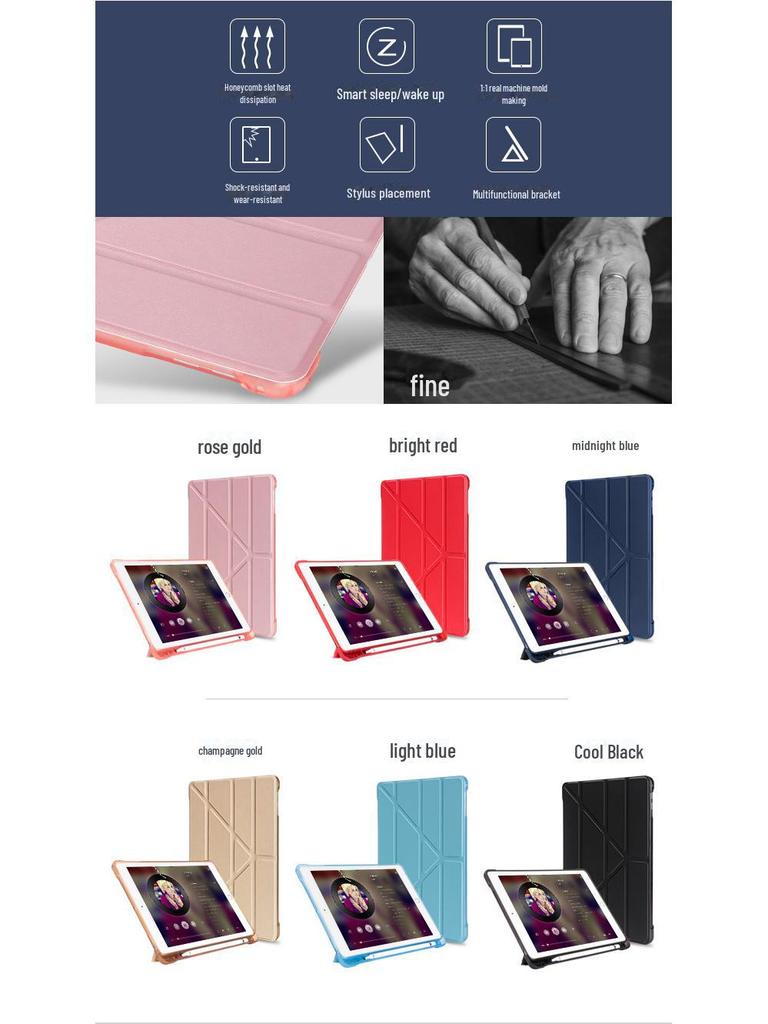 IPad Air 6 10,9" Lederhülle mit Sturzschutz, Stifthalter und Silikon-Airbag für 10,2"-Tablet