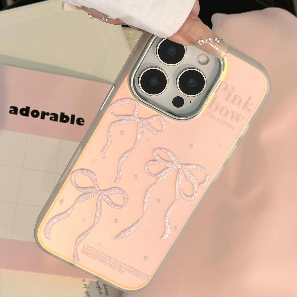 Art Pink Bow Case for iPhone 15 iPhone 16 Pro Max