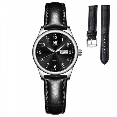 Damenuhr, Schwarz, Damen-Business-Uhr, stilvoll, wasserdicht, leuchtend, analog, Quarz, beliebte Uhr, modisch, Uhr für Frauen, Druck R