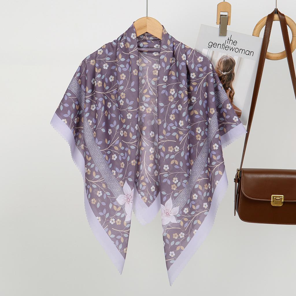 Blumenmuster Wellen Viskose Quadratisches Tuch Muslimische Hijabs Baumwoll Kopftuch Damenmode Malaysia Taschentuch Foulard 110*110cm