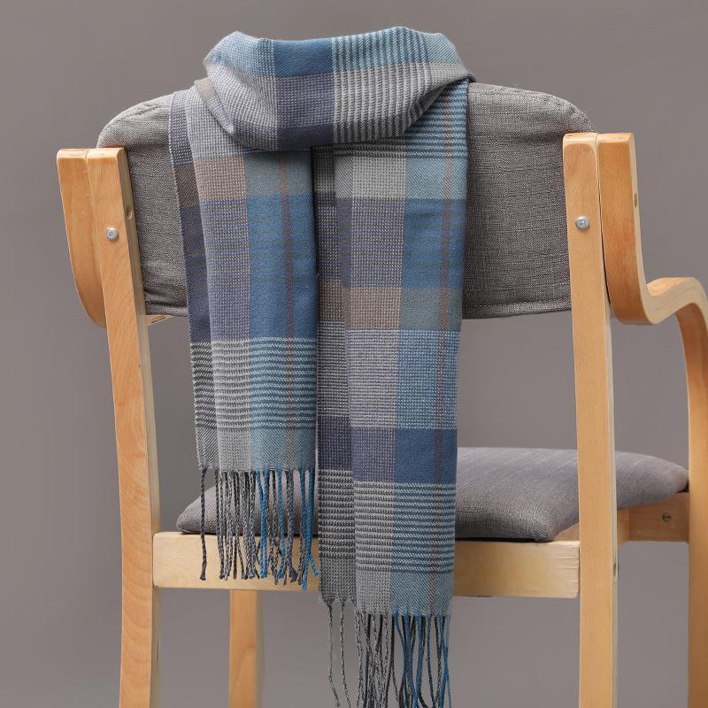 Autumn And Winter Men'S Plaid Scarf British Plaid Imitation Cashmere Tassel Couple Parent-Child Men'S Scarf
