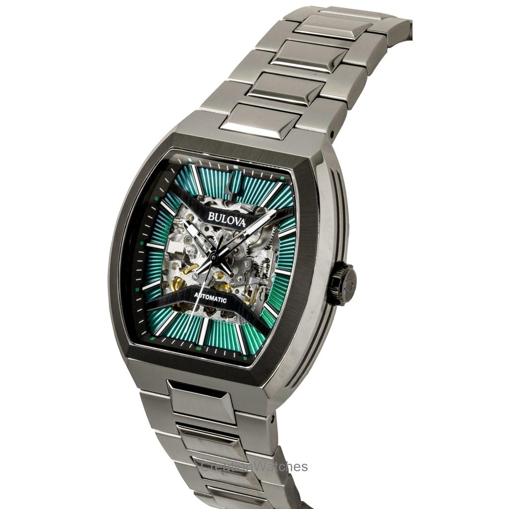 BULOVA Maquina Stainless Steel Green Skeleton Dial Automatic 98A321 Men's Watch