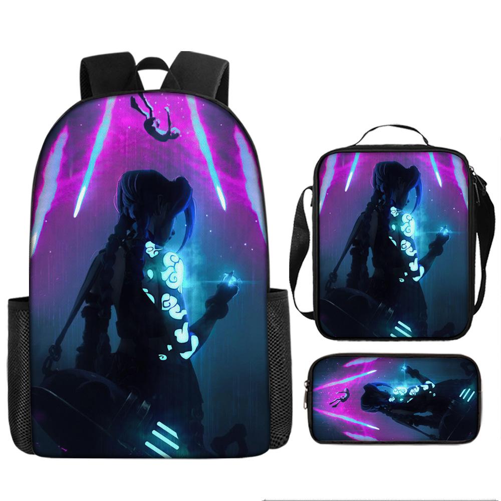 Battle of the Twin Cities Arcane Children's School Bag Pencil Case Backpack Elementary School Cartoon Backpack Three-piece Set