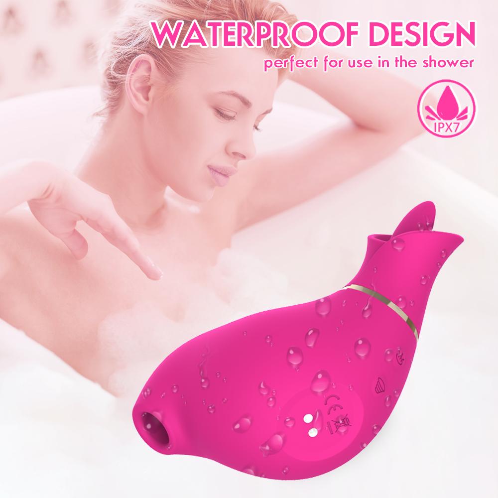 Tongue Vibrating Jump Flirting Attractor Female Rose Clit Massage Sucking