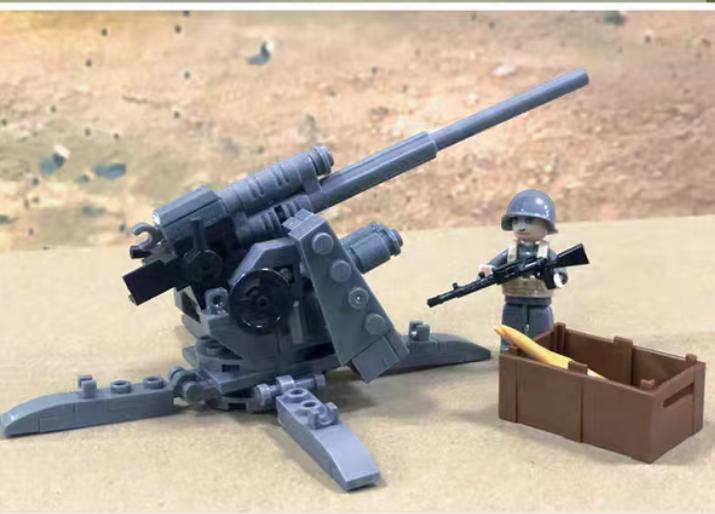 115Pcs Ww2 Military 88Mm Flak Counter-Tank Weapon Model Construction Blocks Set Educational Plaything For Kids Blocks Figures