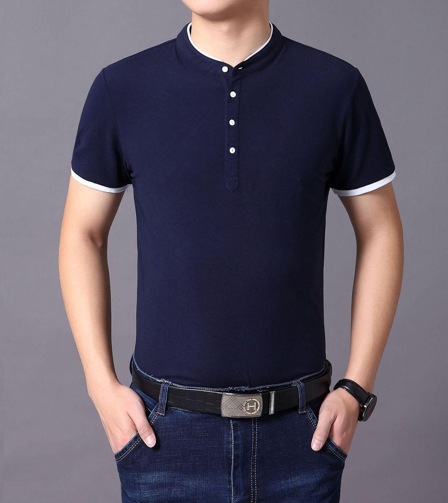 Men's Round Neck Cotton Casual T-Shirt - Solid Color Summer 2025