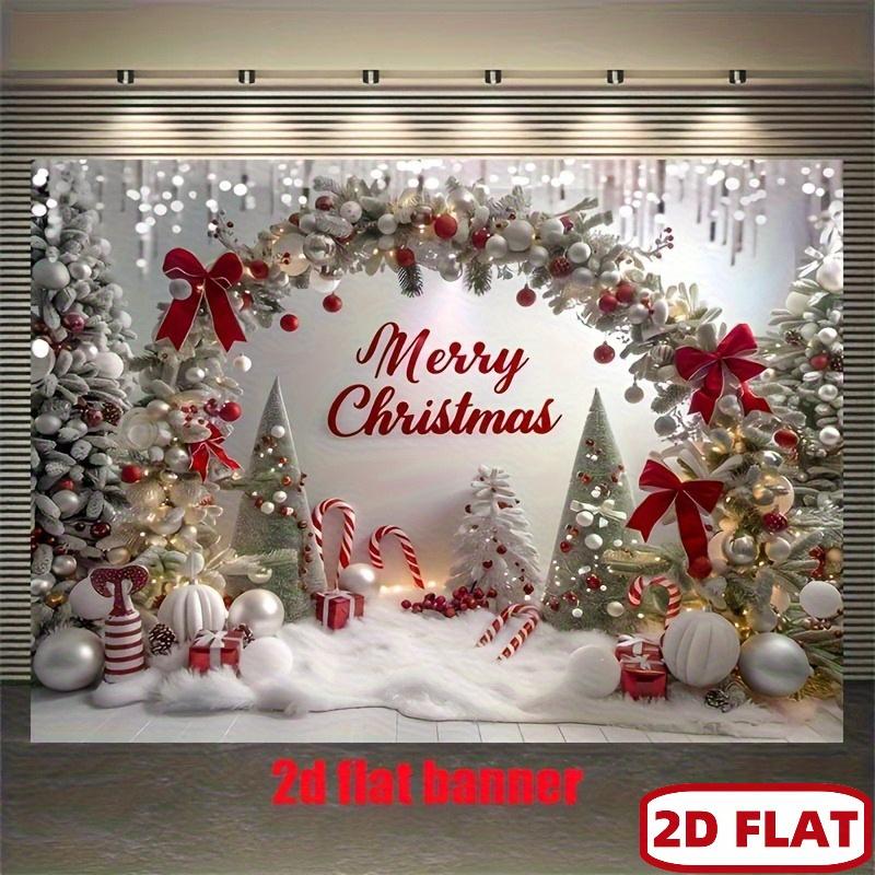 1Pcs Christmas Candy Cane Tinsel Snow Decoration Background Winter Backdrop For Photo Studio Photo Booth Party