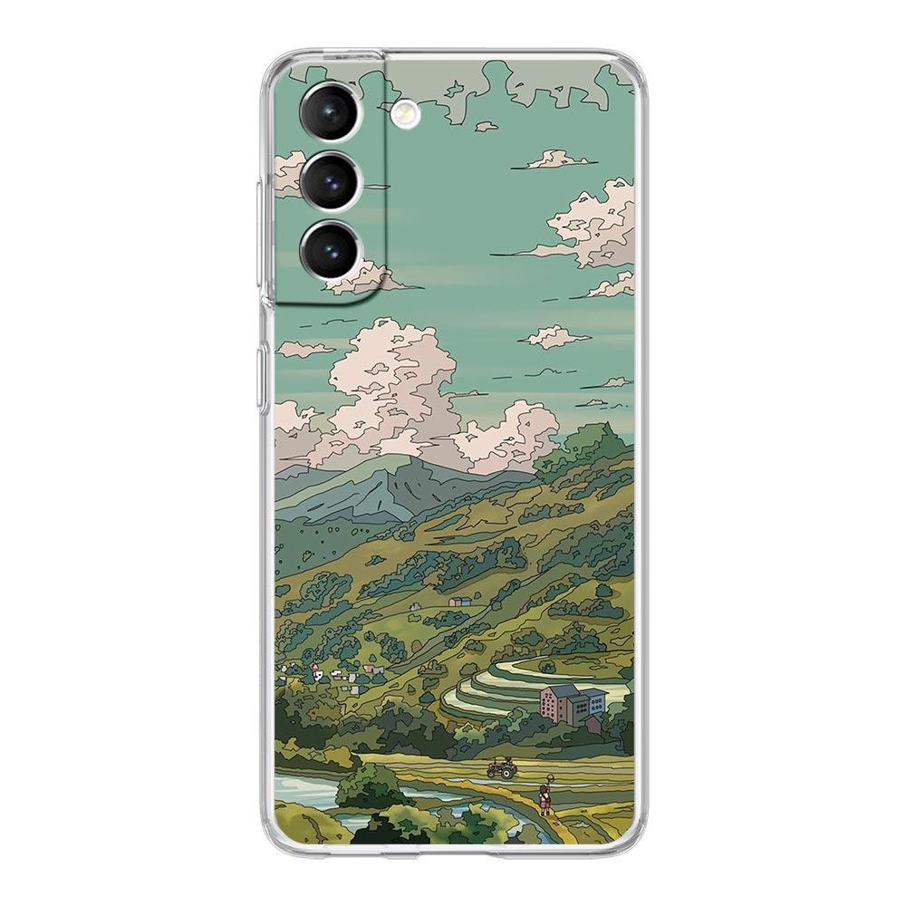 INS Japan Sunset Scenery Clear Phone Case For Samsung Galaxy S23 S22 5G S20 Ultra S21 FE 5G S10E S9 S8 S10 Plus Soft Back Cover