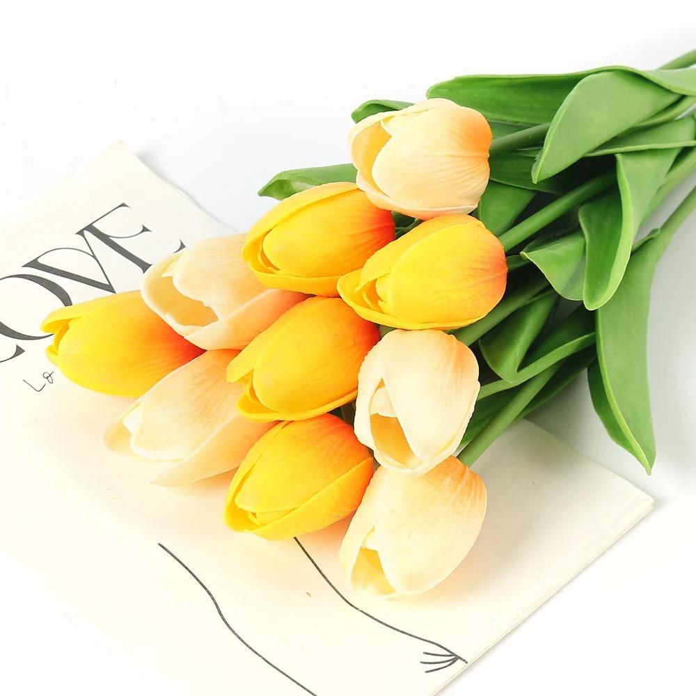 3/5 Stück Künstliche Tulpen Blumenstrauß 29cm Schaumstoff Kunstblumen Garten Hochzeitsdekoration für Heimdeko Vase Blumenarrangement