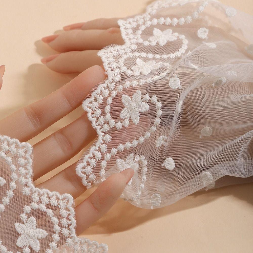 Pleated Elastic Sleeve Cuffs Double Layer Horn Cuffs Decoration Lace Sleeve  Women's Daily Wear