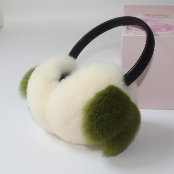 

Шапка для ушей из натурального меха, зимние женские теплые наушники из натурального меха кролика рекс, женские модные пушистые помпоны, наушники из натурального меха кролика рекс Good elasticity бежевый