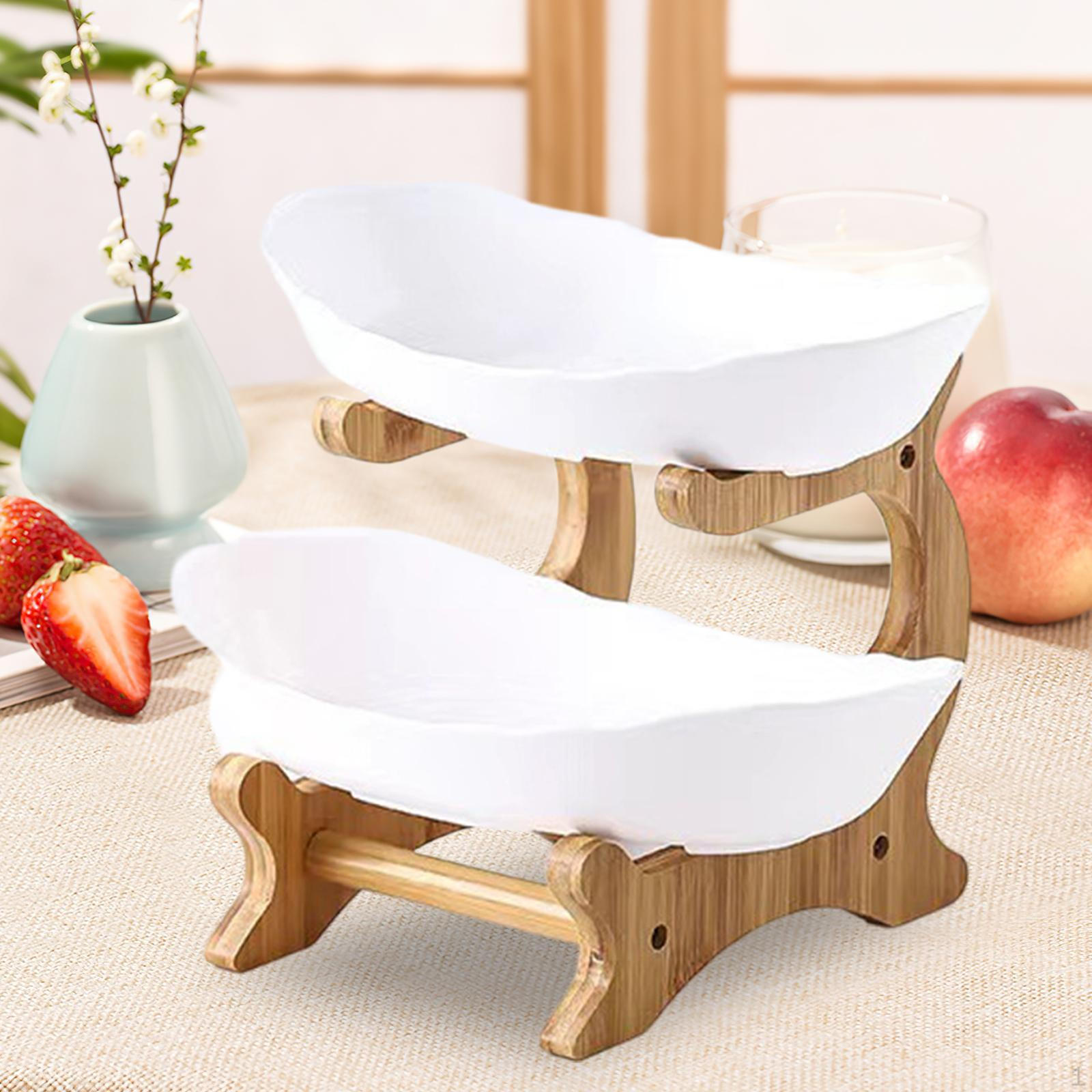 

Піднос для подачі закусок Сухофрукти Органайзер Тарілка з тримачем Страви Десерт для 2 layer білий