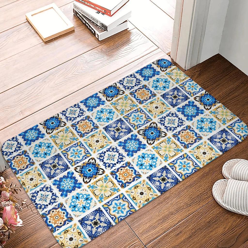 Retro Moroccan Style Carpet Front Door Floor Entrance Non Slip Floor Mat Ethnic Art Kitchen Bathroom Door Mat Bathroom Carpet