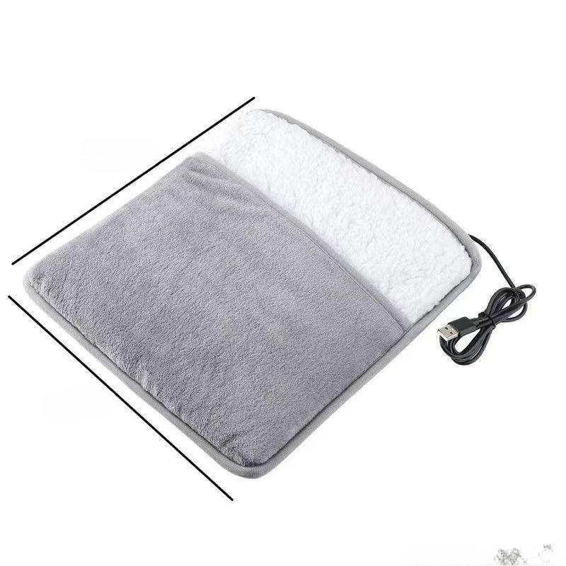 

1 шт. USB нагревательный коврик для ног - Зимняя подключаемая грелка для ног для дома/офиса, Электрический обогреватель для ног против холода, Уютный аксессуар для дома/стола серый