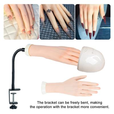 Silicone Practice Hand for Acrylic Nails Realistic Flexible Mannequin Hand Nail Art Practice Hand for Bracelets Rings Display