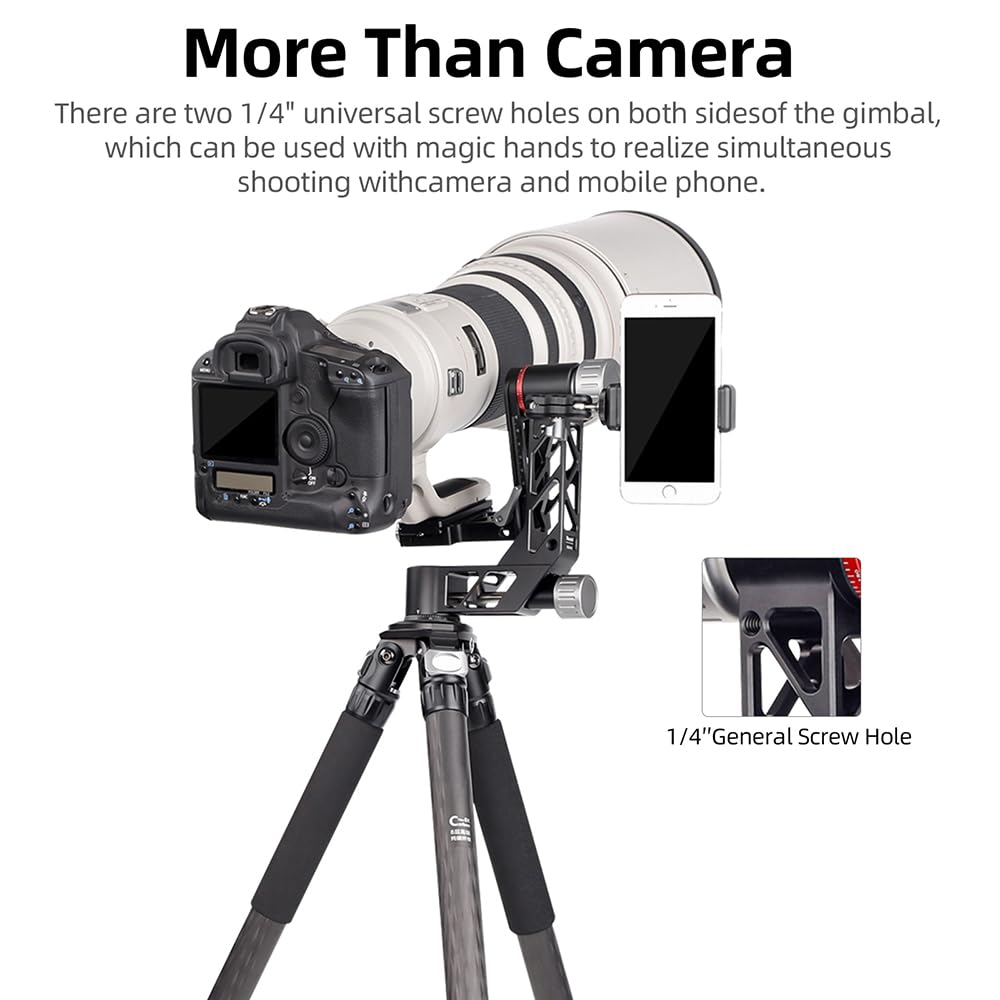 XILETU Aluminum Alloy Universal Tripod Head for DSLR Cameras and Supports Panoramic Maximum Weight Capacity of Ideal for Wildlife and Bird Includes