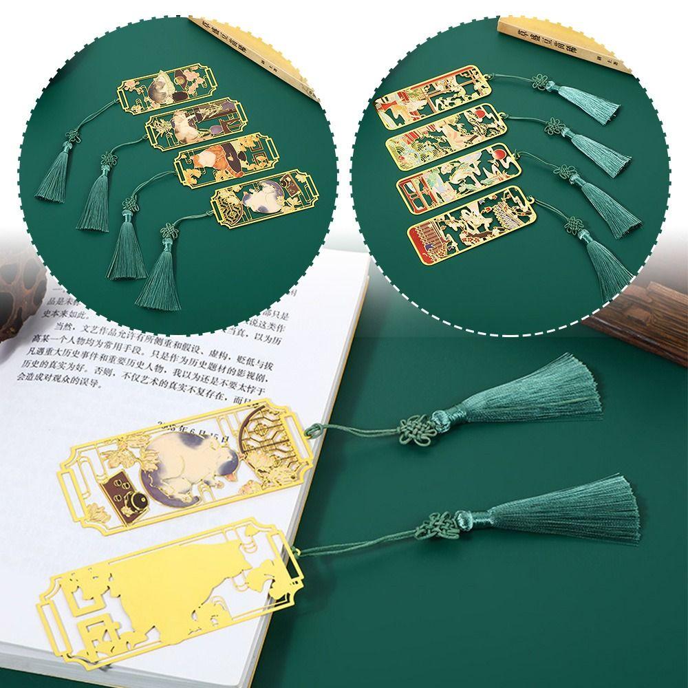 Tassel Brass Bookmark Painted Pagination Mark Retro Book Clip  School Office Supplies
