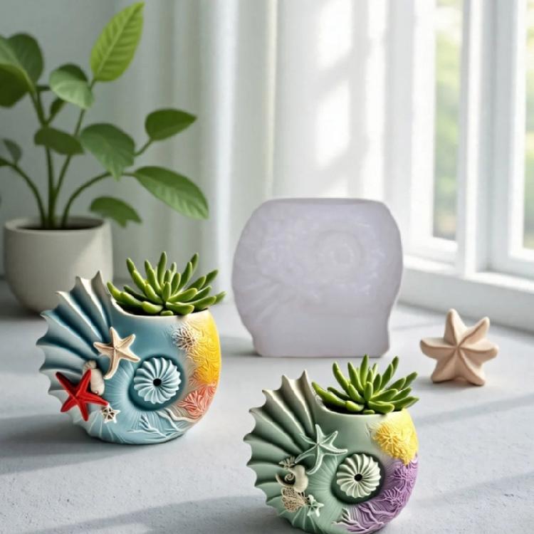 Conch Mold For Resin Casting Cement Planter Silicone Jewelry Dish Crafts DIY Decorative Art Projects