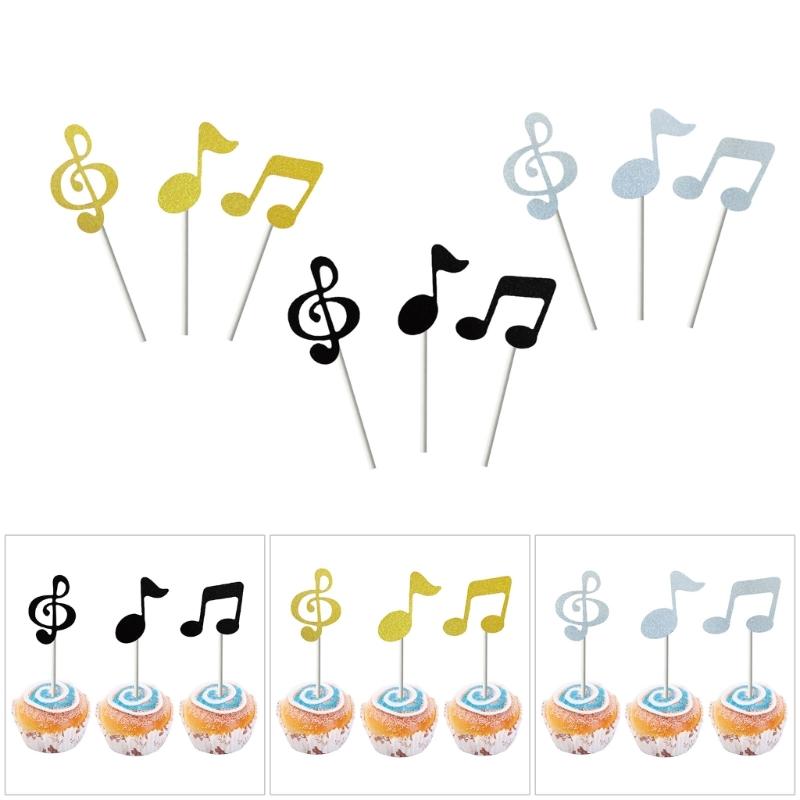 Single Unit Musical Note Cake Insert Decorations Recyclable Music Symbol Shape Cupcake Accessory Party Supplies