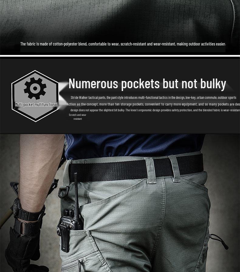 Men's Slim Fit Tactical Cargo Pants - Water-Repellent, Military-Style, for Spring/Autumn Outdoor Work and Training.