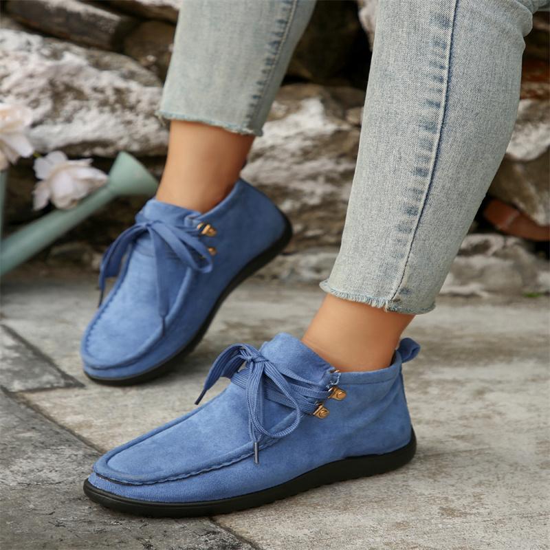 Hot Sale Brown Women's Loafers Shoes Size 43 Autumn Suede Casual Shoes Woman Flat Soft Sole Ankle Shoes Women Zapatos De Cuero