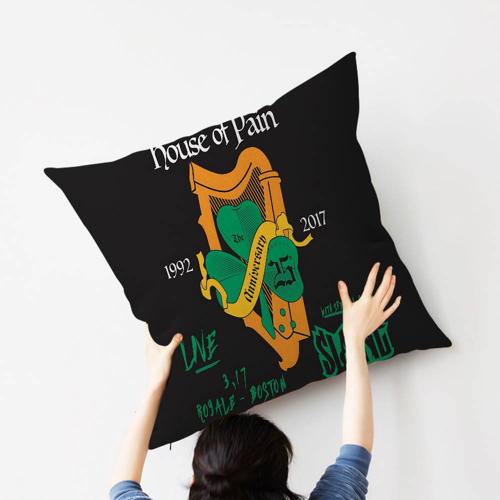 Band H-House O-Of P-Pain Office Cushion Pillowcase Car Cushion Cover45X45CM Lumbar Pillowcase Sofa Pillowcover