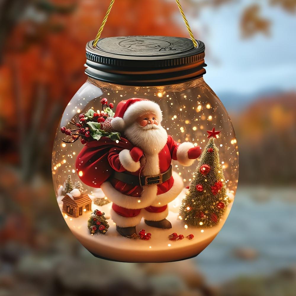 

Joy Decoration Santa Claus mason jar art catcher for walls, windows, and gardens. A multipurpose Christmas sign. чистый