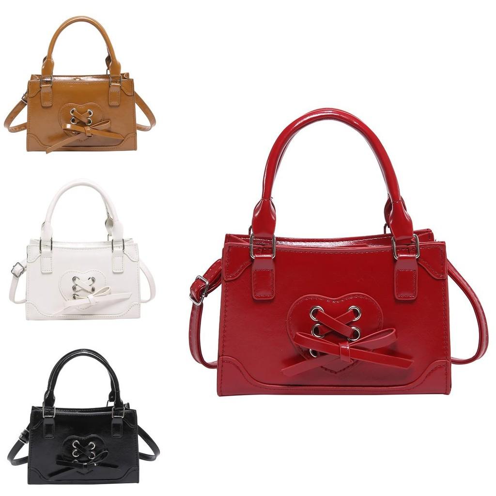 Chic Love Heart Handheld Small Square Bag For Women In Elegant Black White And Red For Fall Winter